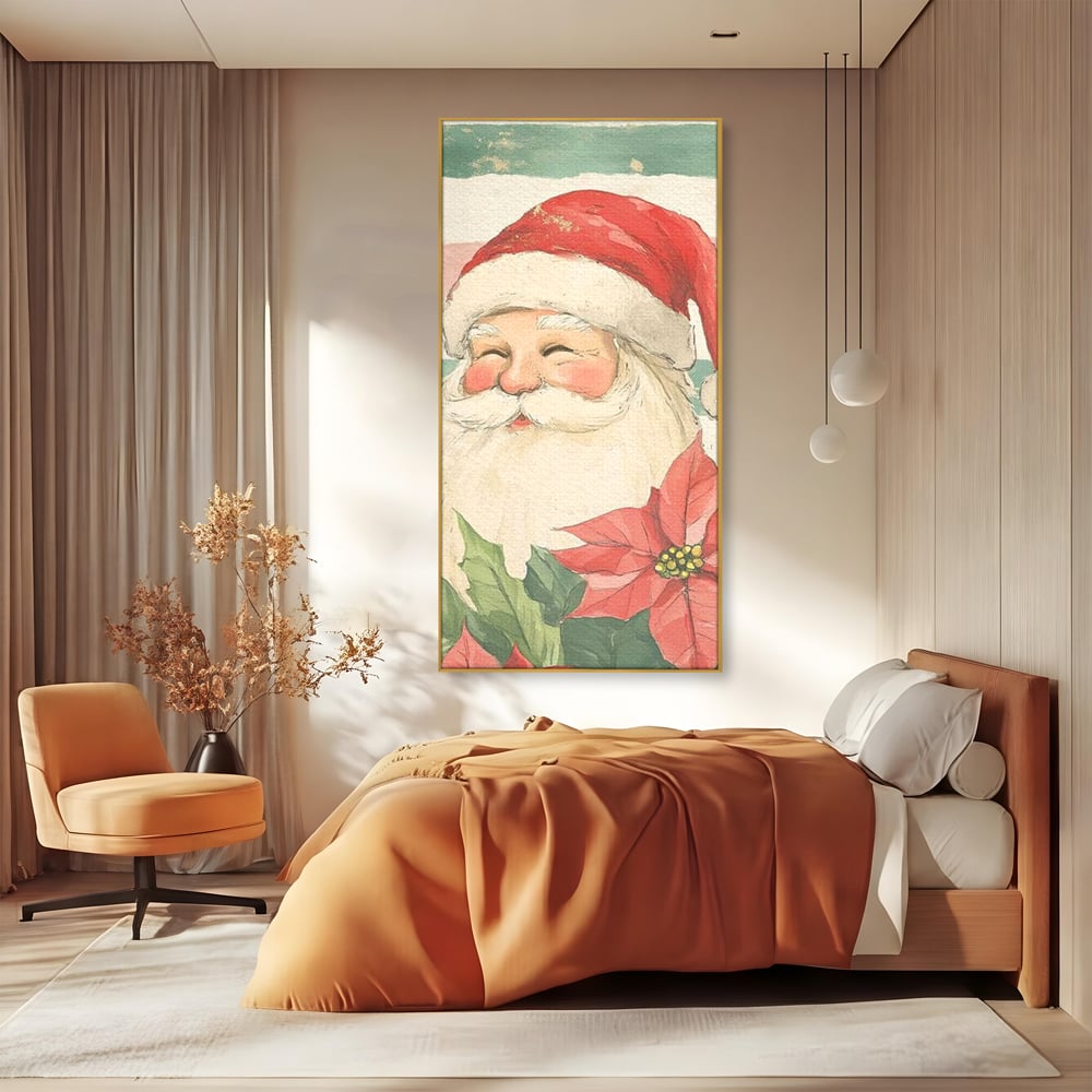 Tablou Canvas Premium LuxCanva® D1054, Mos Craciun, Simbolul Bucuriei ,  Costumatie, Sac, Magie, Zambet, Caciula, Living Room, Culori vibrante