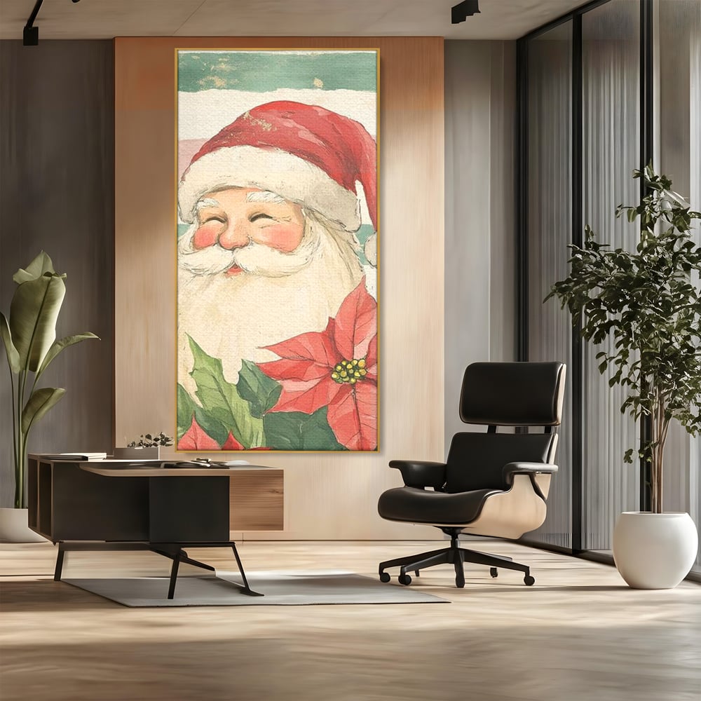 Tablou Canvas Premium LuxCanva® D1054, Mos Craciun, Simbolul Bucuriei ,  Costumatie, Sac, Magie, Zambet, Caciula, Living Room, Culori vibrante
