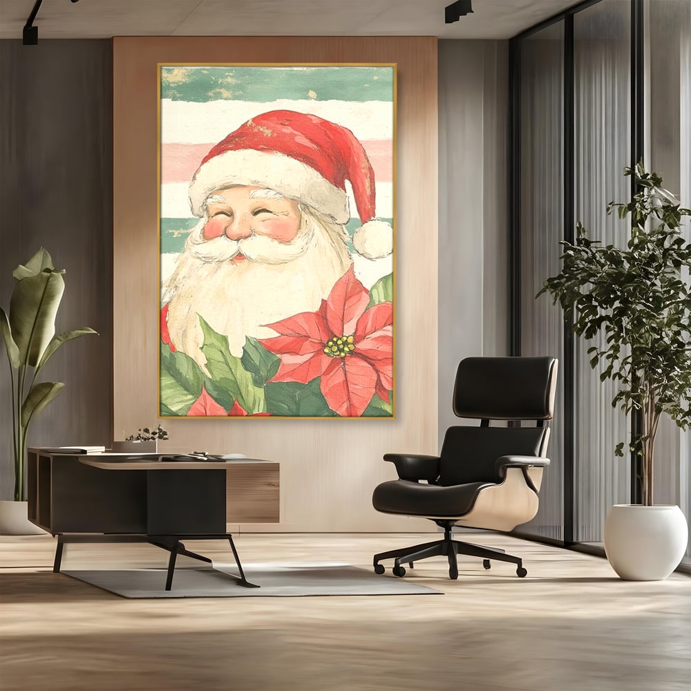 Tablou Canvas Premium LuxCanva® D1054, Mos Craciun, Simbolul Bucuriei ,  Costumatie, Sac, Magie, Zambet, Caciula, Living Room, Culori vibrante