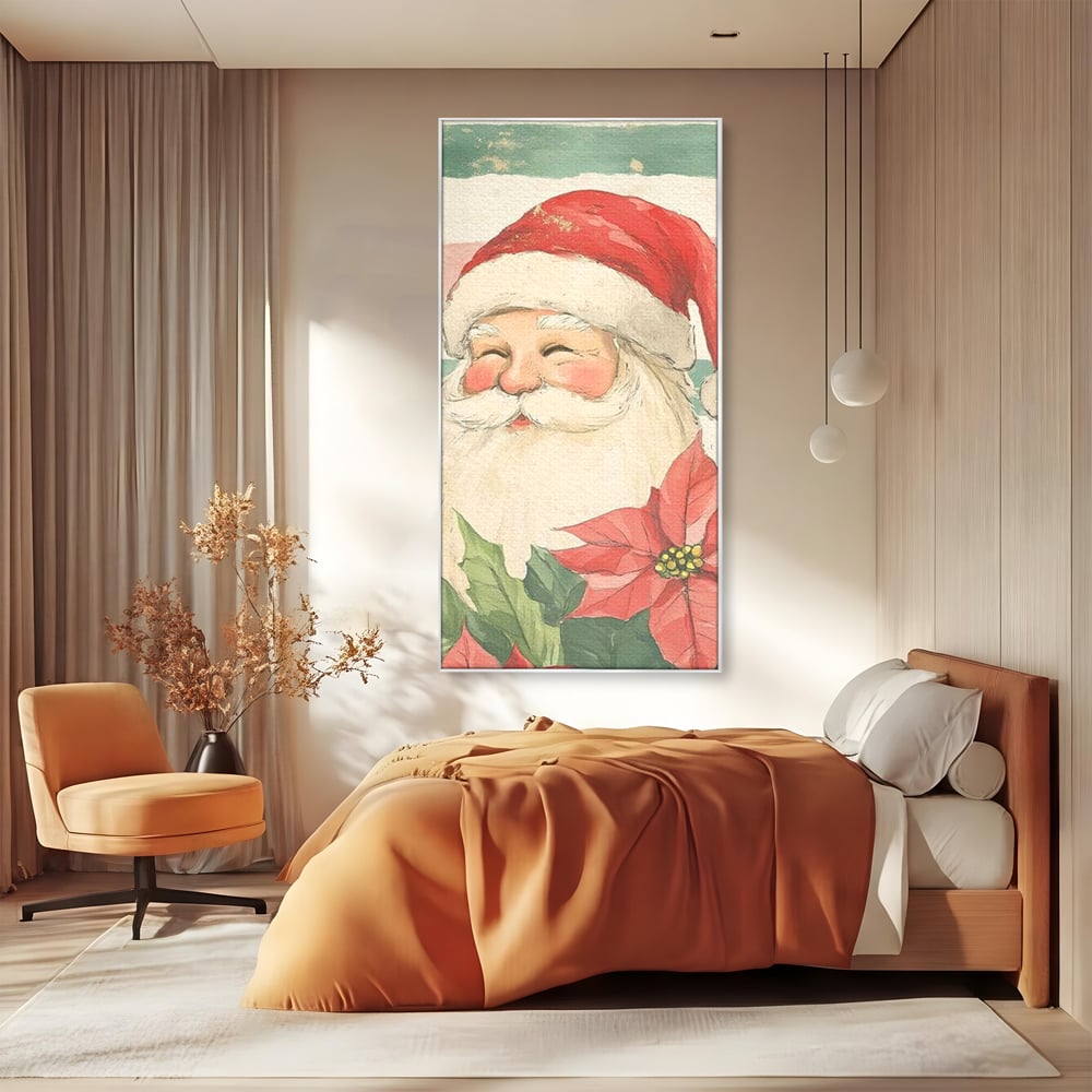 Tablou Canvas Premium LuxCanva® D1054, Mos Craciun, Simbolul Bucuriei ,  Costumatie, Sac, Magie, Zambet, Caciula, Living Room, Culori vibrante