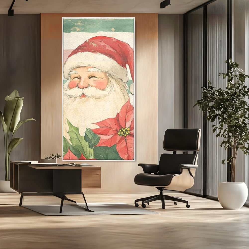 Tablou Canvas Premium LuxCanva® D1054, Mos Craciun, Simbolul Bucuriei ,  Costumatie, Sac, Magie, Zambet, Caciula, Living Room, Culori vibrante