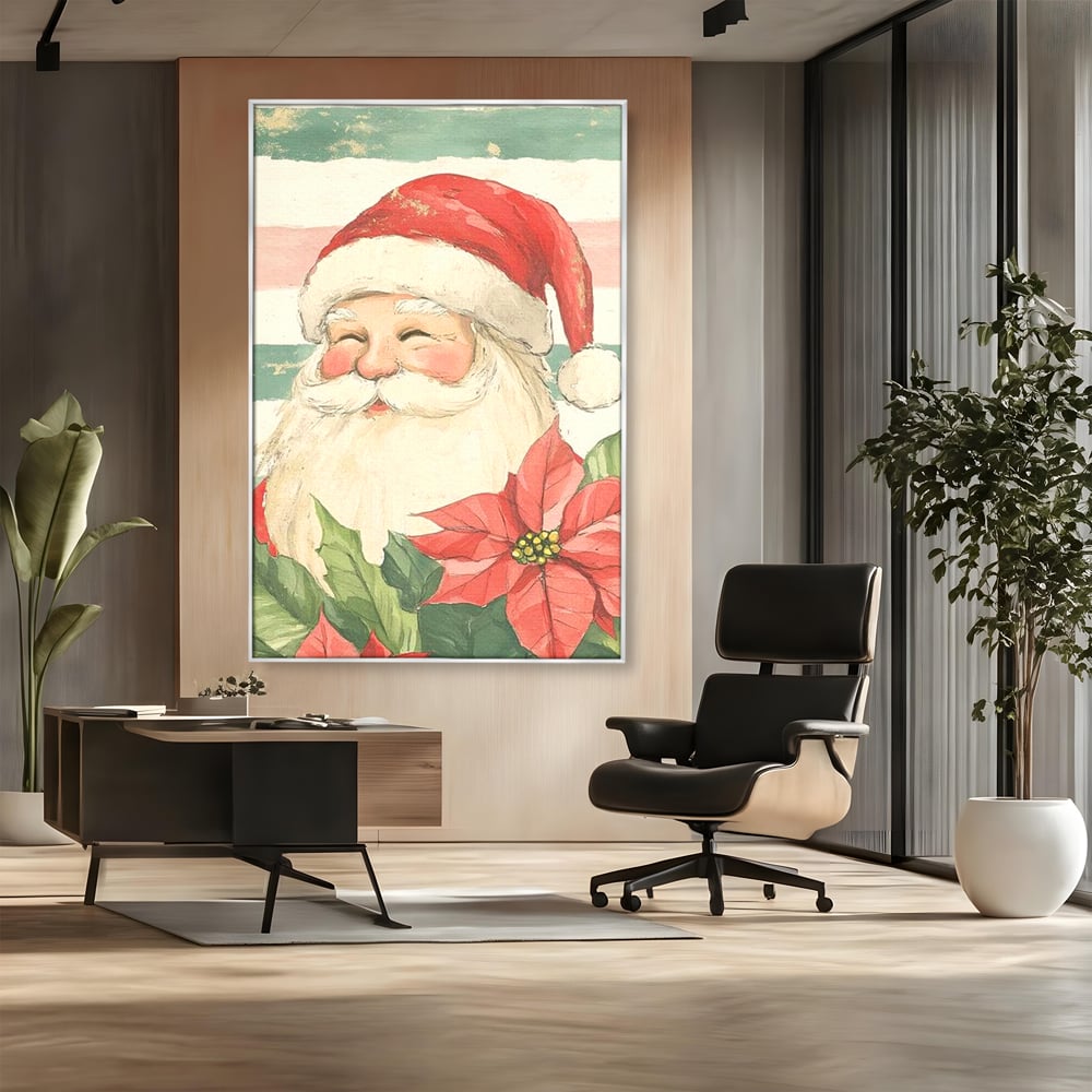 Tablou Canvas Premium LuxCanva® D1054, Mos Craciun, Simbolul Bucuriei ,  Costumatie, Sac, Magie, Zambet, Caciula, Living Room, Culori vibrante