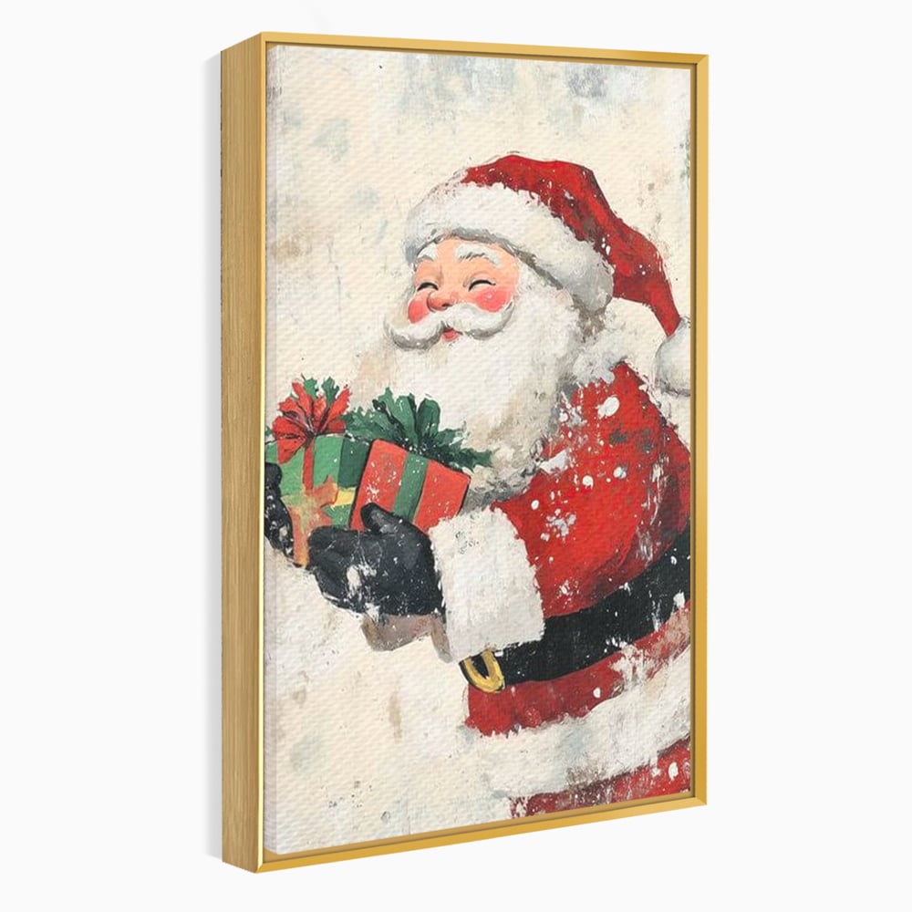 Tablou Canvas Premium LuxCanva® D1055, Mos Craciun si Darurile Copiilor , Costum, Ambalaje, Funde, Curea, Caciula, Living Room, Culori vibrante
