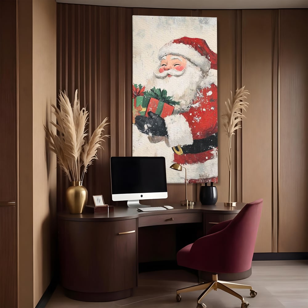 Tablou Canvas Premium LuxCanva® D1055, Mos Craciun si Darurile Copiilor , Costum, Ambalaje, Funde, Curea, Caciula, Living Room, Culori vibrante