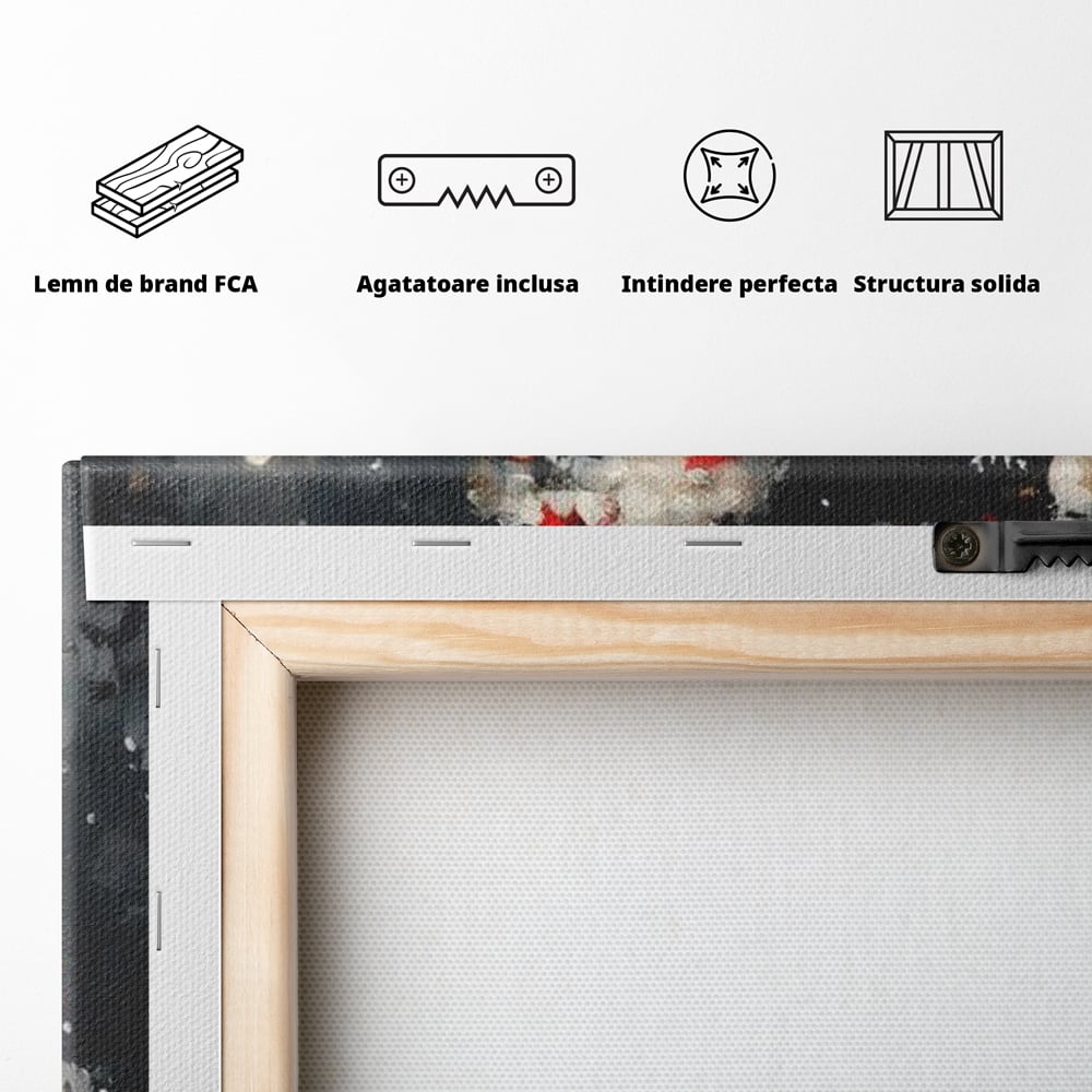 Tablou Canvas Premium LuxCanva® D1056, Bradul din Noaptea Magica , Craciun, Luminite, Brad, Instalatie, Alb, Poinsettia, Living, Culori vibrante