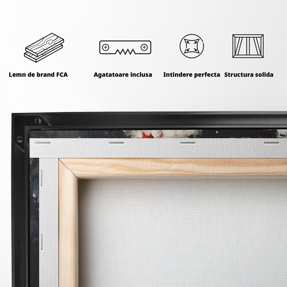 Tablou Canvas Premium LuxCanva® D1056, Bradul din Noaptea Magica , Craciun, Luminite, Brad, Instalatie, Alb, Poinsettia, Living, Culori vibrante