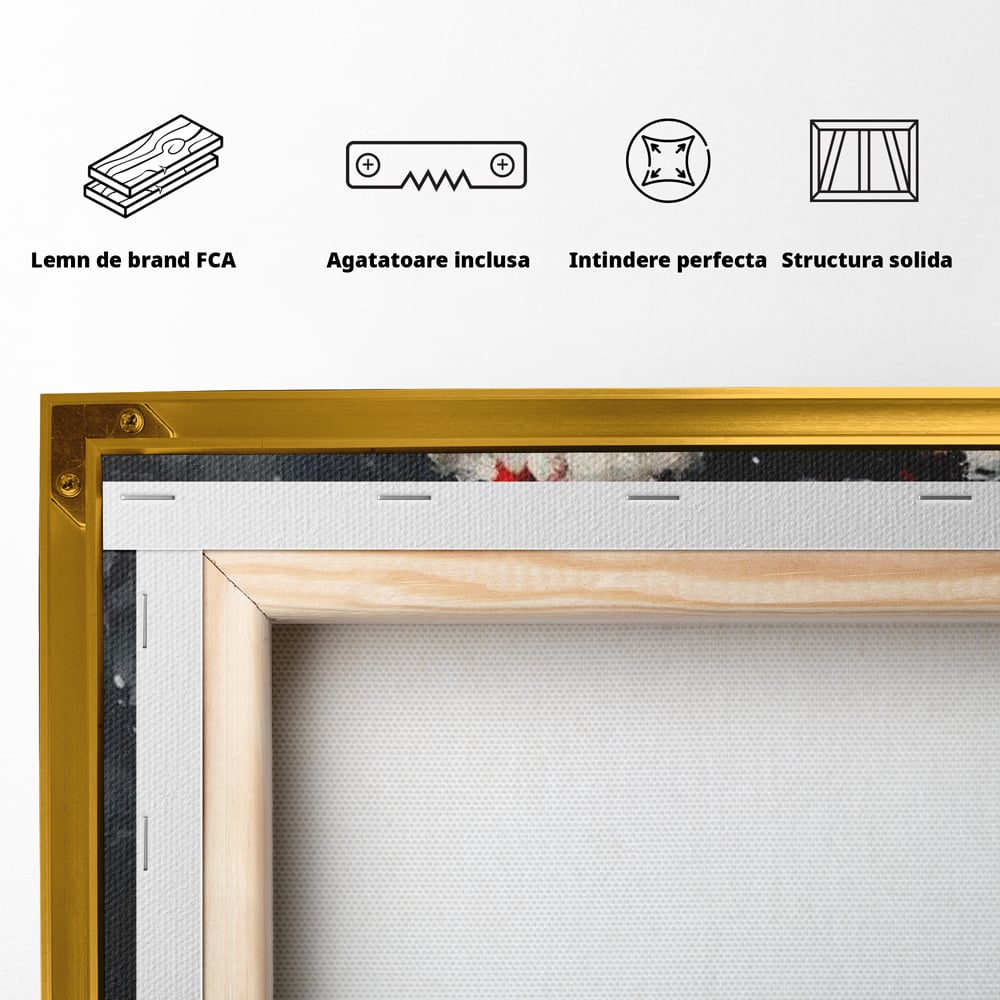 Tablou Canvas Premium LuxCanva® D1056, Bradul din Noaptea Magica , Craciun, Luminite, Brad, Instalatie, Alb, Poinsettia, Living, Culori vibrante