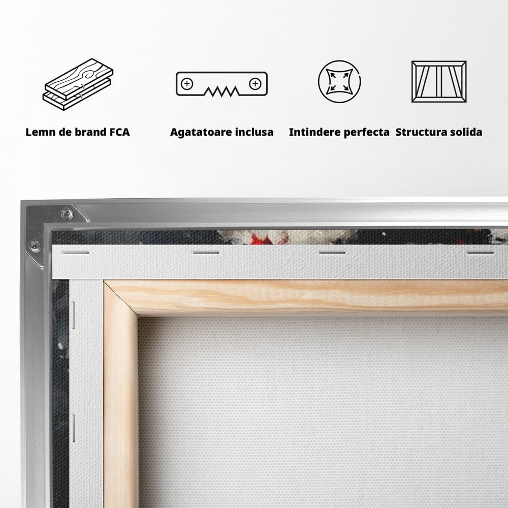 Tablou Canvas Premium LuxCanva® D1056, Bradul din Noaptea Magica , Craciun, Luminite, Brad, Instalatie, Alb, Poinsettia, Living, Culori vibrante