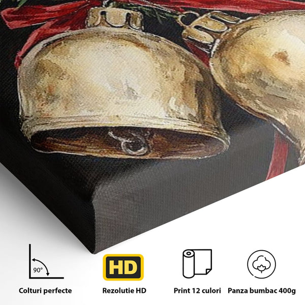 Tablou Canvas Premium LuxCanva® D1057, Vestitorii Clopotei , Clopotei, Brad, Craciun, Decoratiune, Sunet, Clinchet, Living Room, Culori vibrante