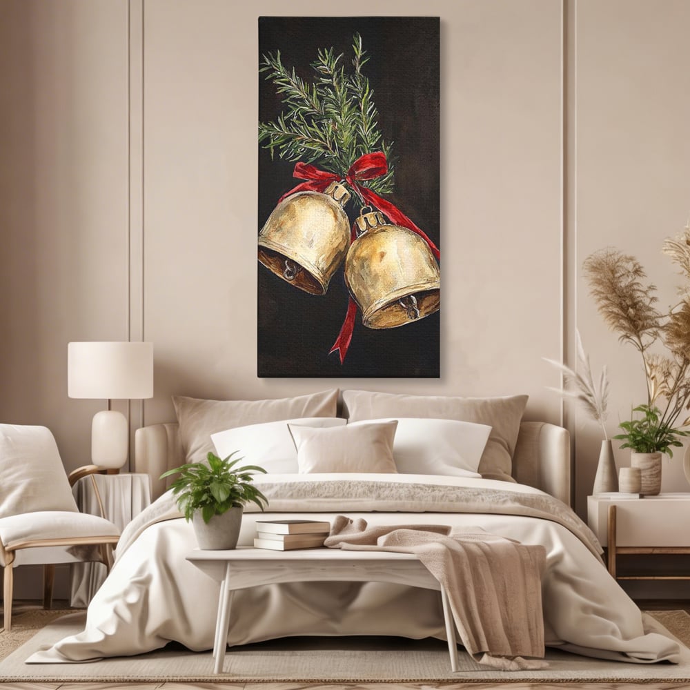 Tablou Canvas Premium LuxCanva® D1057, Vestitorii Clopotei , Clopotei, Brad, Craciun, Decoratiune, Sunet, Clinchet, Living Room, Culori vibrante