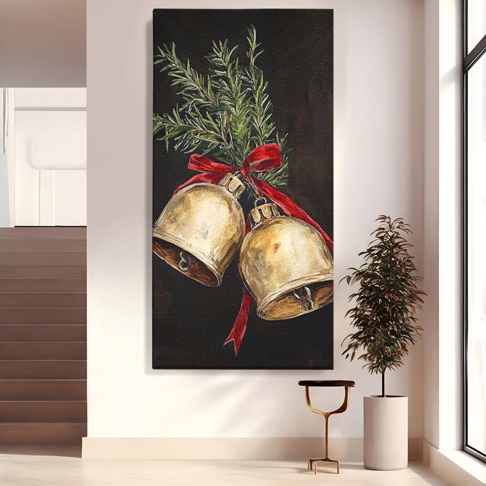 Tablou Canvas Premium LuxCanva® D1057, Vestitorii Clopotei , Clopotei, Brad, Craciun, Decoratiune, Sunet, Clinchet, Living Room, Culori vibrante
