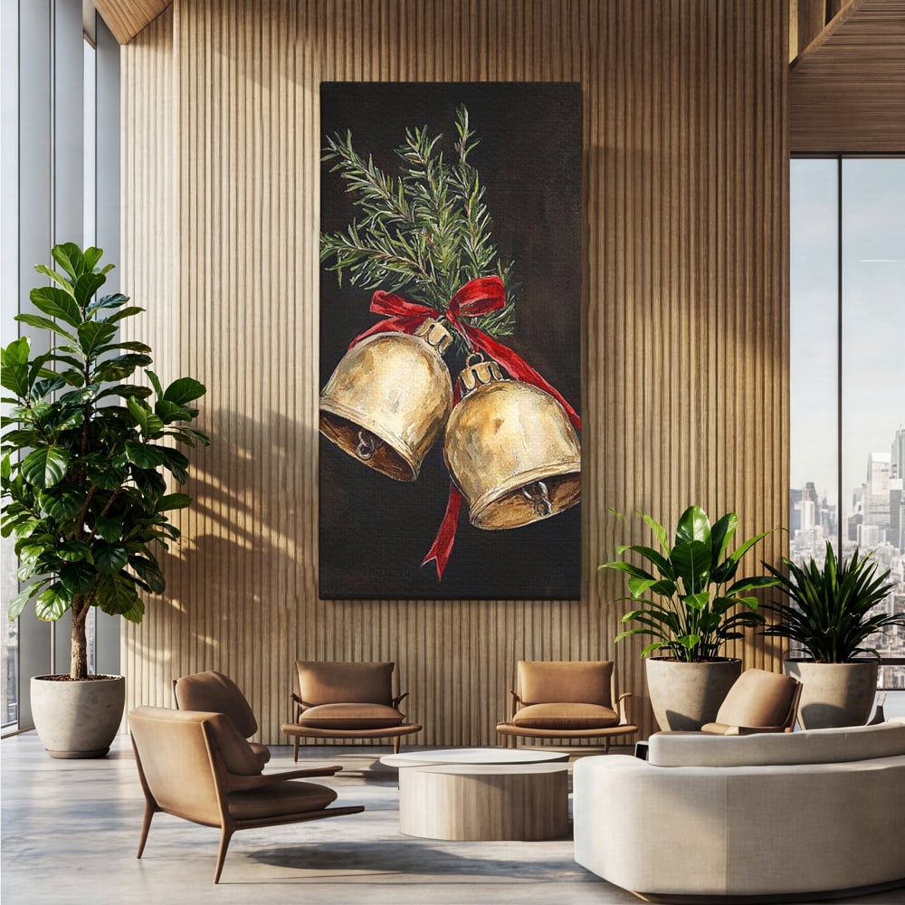 Tablou Canvas Premium LuxCanva® D1057, Vestitorii Clopotei , Clopotei, Brad, Craciun, Decoratiune, Sunet, Clinchet, Living Room, Culori vibrante