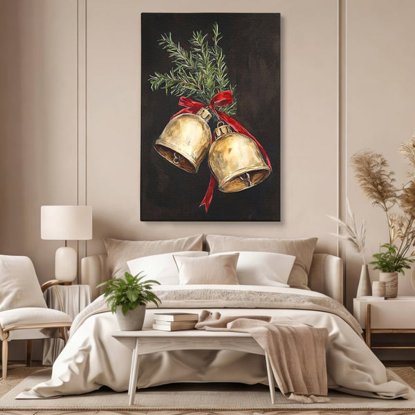 Tablou Canvas Premium LuxCanva® D1057, Vestitorii Clopotei , Clopotei, Brad, Craciun, Decoratiune, Sunet, Clinchet, Living Room, Culori vibrante