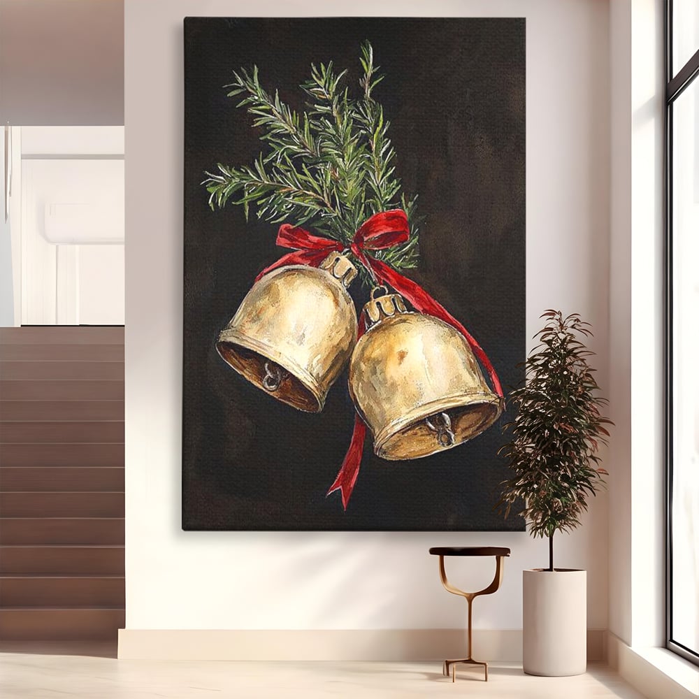 Tablou Canvas Premium LuxCanva® D1057, Vestitorii Clopotei , Clopotei, Brad, Craciun, Decoratiune, Sunet, Clinchet, Living Room, Culori vibrante