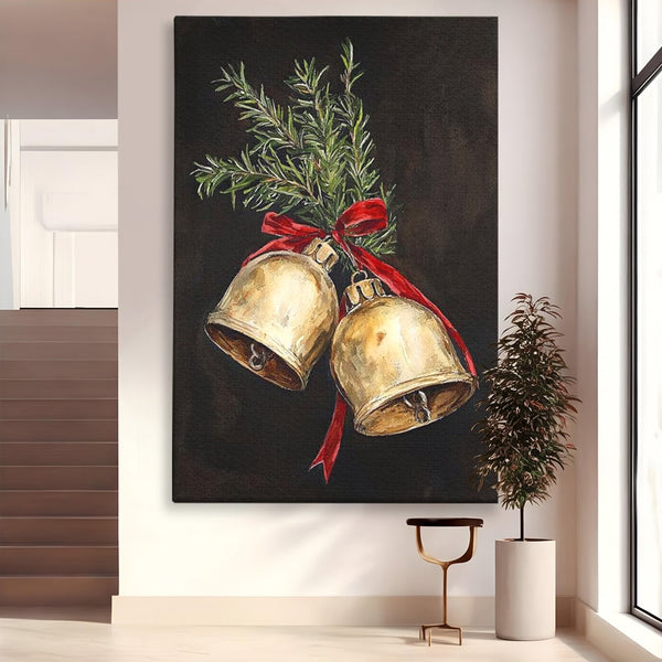 Tablou Canvas Premium LuxCanva® D1057, Vestitorii Clopotei , Clopotei, Brad, Craciun, Decoratiune, Sunet, Clinchet, Living Room, Culori vibrante