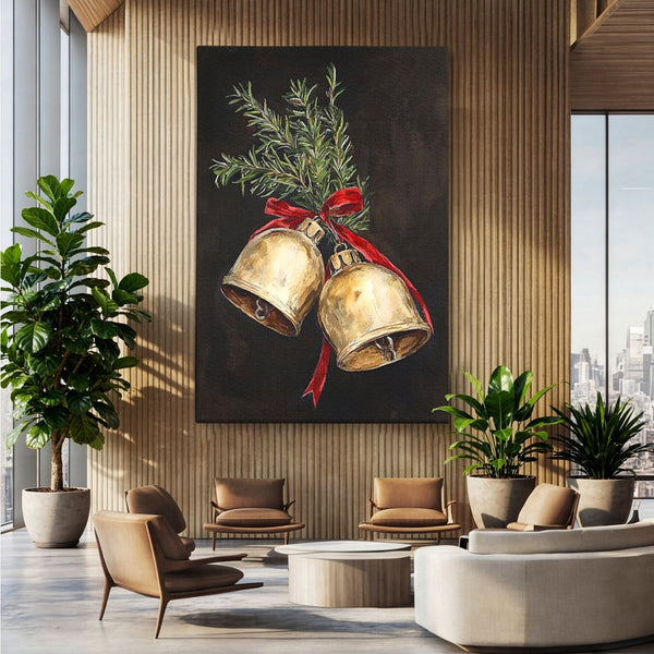 Tablou Canvas Premium LuxCanva® D1057, Vestitorii Clopotei , Clopotei, Brad, Craciun, Decoratiune, Sunet, Clinchet, Living Room, Culori vibrante