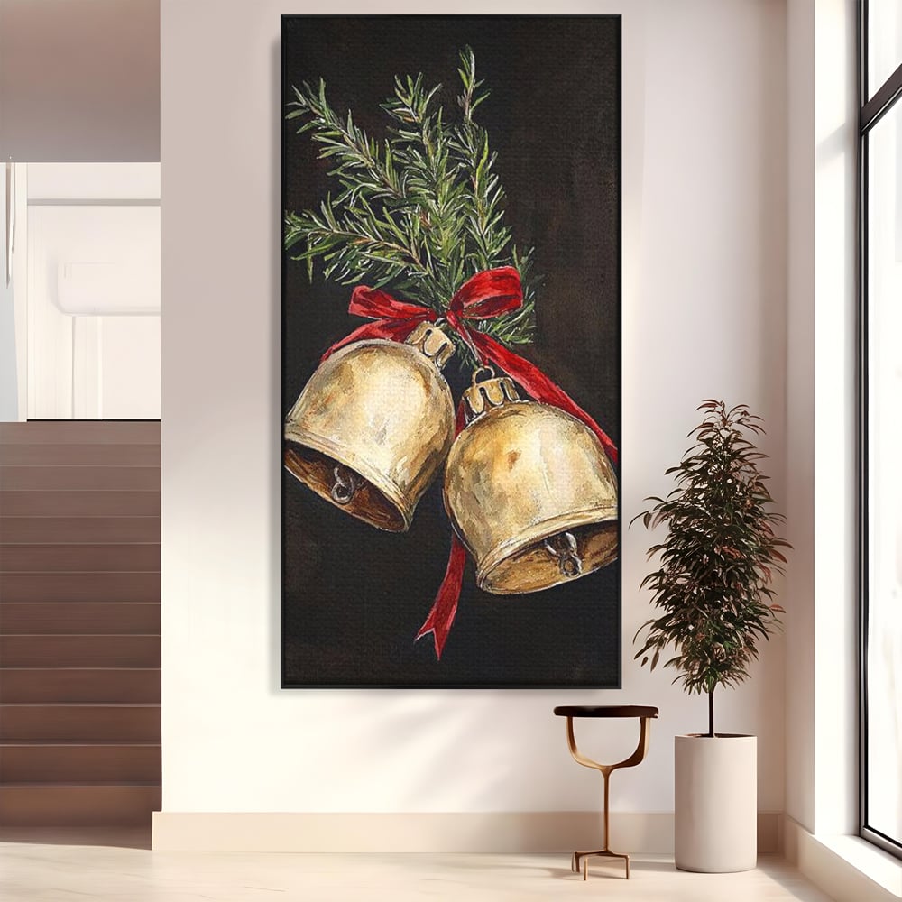 Tablou Canvas Premium LuxCanva® D1057, Vestitorii Clopotei , Clopotei, Brad, Craciun, Decoratiune, Sunet, Clinchet, Living Room, Culori vibrante