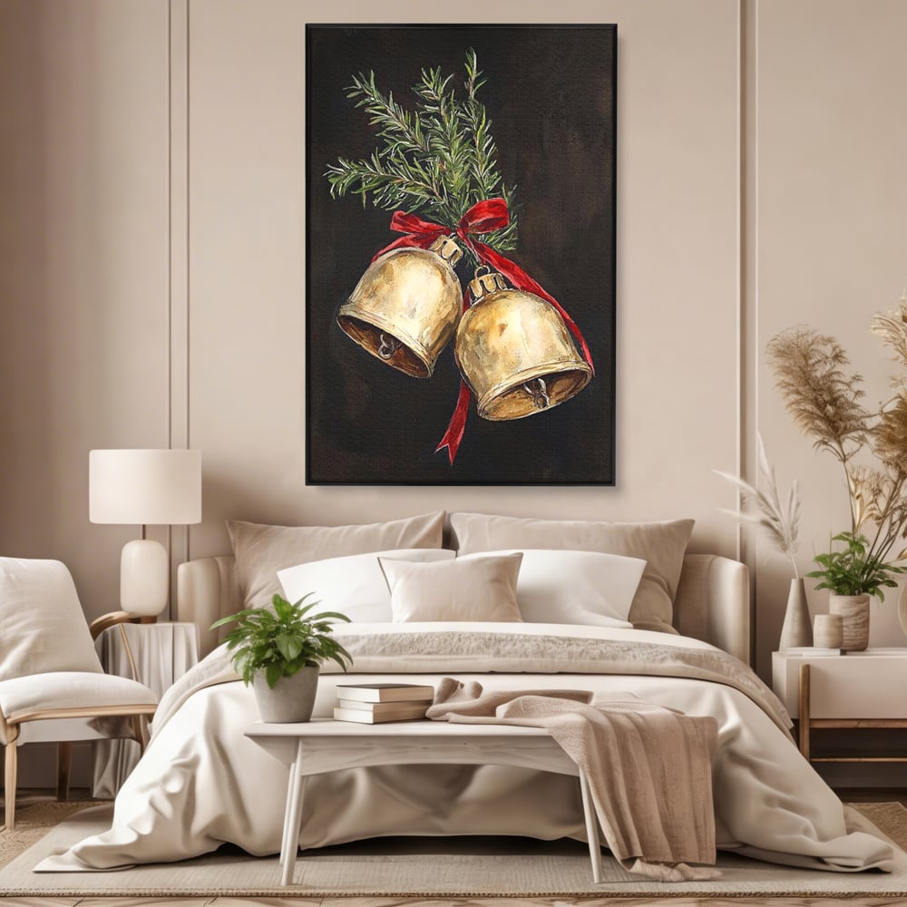 Tablou Canvas Premium LuxCanva® D1057, Vestitorii Clopotei , Clopotei, Brad, Craciun, Decoratiune, Sunet, Clinchet, Living Room, Culori vibrante