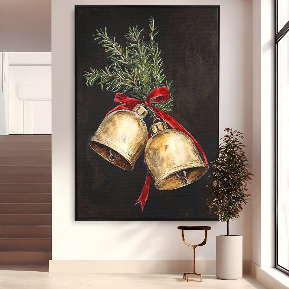 Tablou Canvas Premium LuxCanva® D1057, Vestitorii Clopotei , Clopotei, Brad, Craciun, Decoratiune, Sunet, Clinchet, Living Room, Culori vibrante
