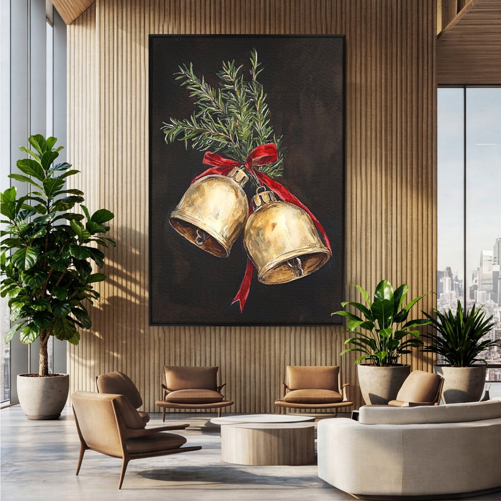 Tablou Canvas Premium LuxCanva® D1057, Vestitorii Clopotei , Clopotei, Brad, Craciun, Decoratiune, Sunet, Clinchet, Living Room, Culori vibrante
