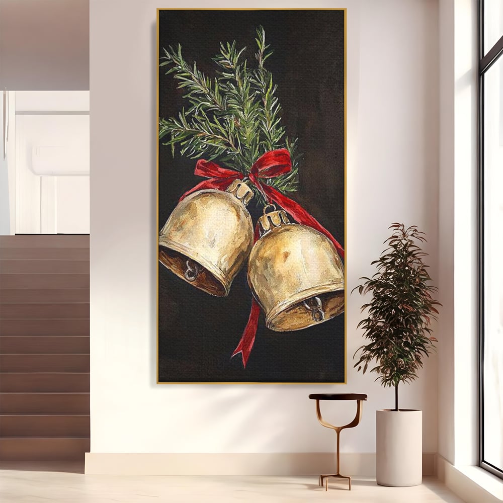 Tablou Canvas Premium LuxCanva® D1057, Vestitorii Clopotei , Clopotei, Brad, Craciun, Decoratiune, Sunet, Clinchet, Living Room, Culori vibrante