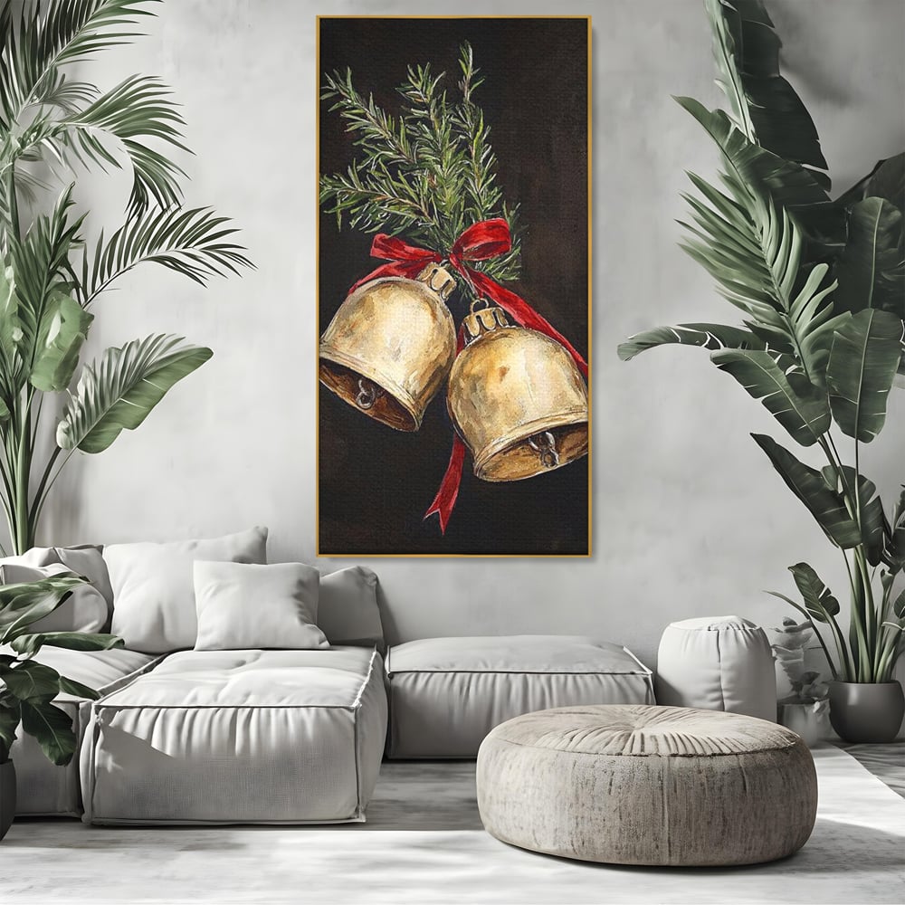 Tablou Canvas Premium LuxCanva® D1057, Vestitorii Clopotei , Clopotei, Brad, Craciun, Decoratiune, Sunet, Clinchet, Living Room, Culori vibrante