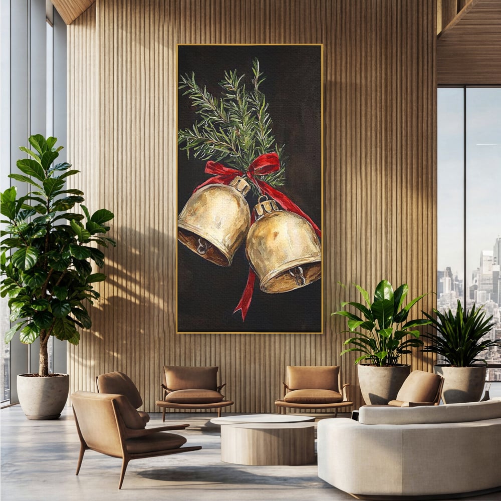 Tablou Canvas Premium LuxCanva® D1057, Vestitorii Clopotei , Clopotei, Brad, Craciun, Decoratiune, Sunet, Clinchet, Living Room, Culori vibrante