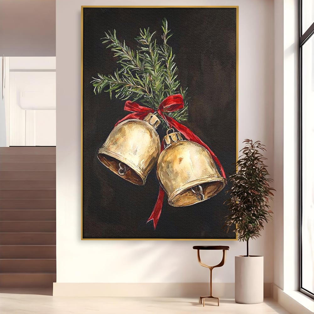 Tablou Canvas Premium LuxCanva® D1057, Vestitorii Clopotei , Clopotei, Brad, Craciun, Decoratiune, Sunet, Clinchet, Living Room, Culori vibrante