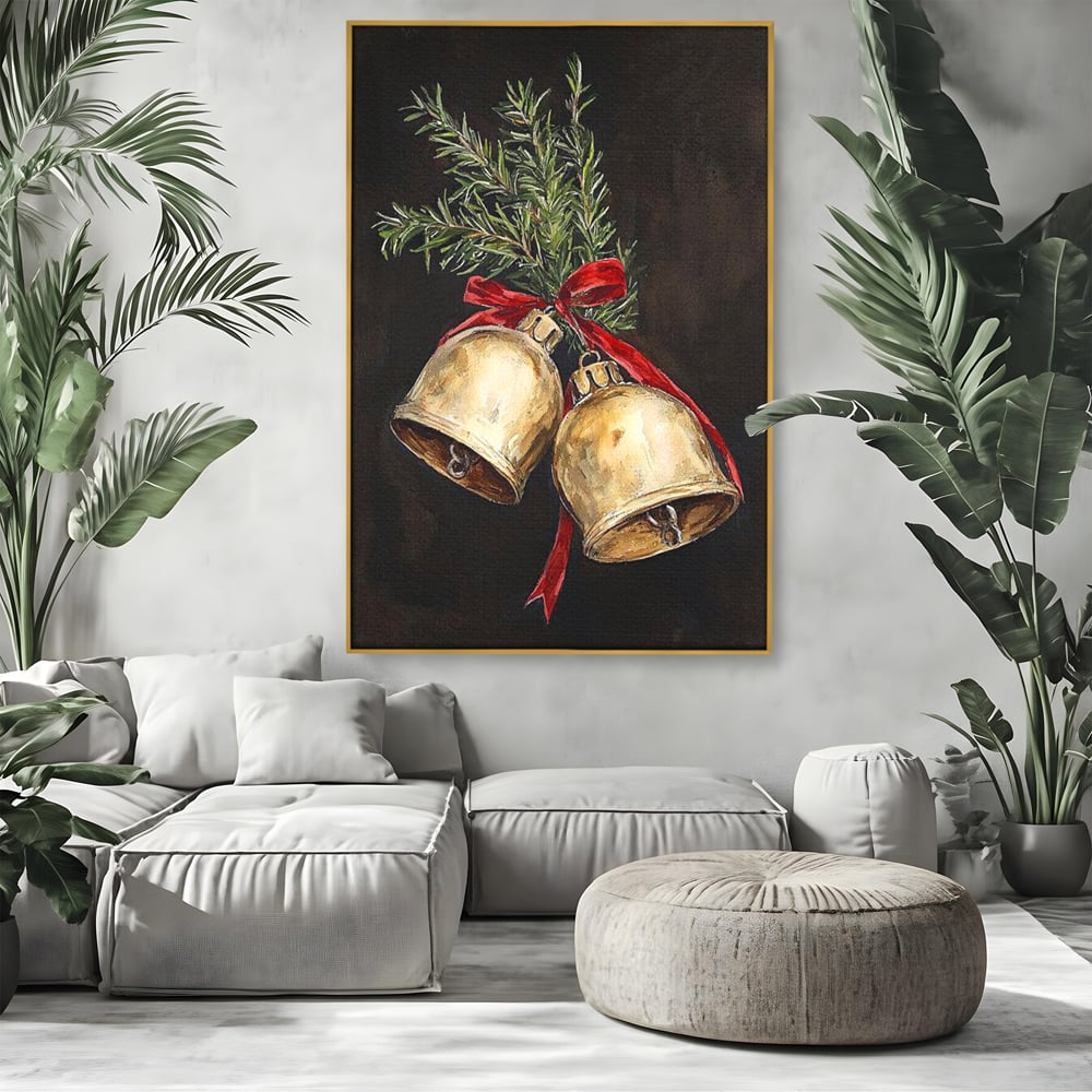 Tablou Canvas Premium LuxCanva® D1057, Vestitorii Clopotei , Clopotei, Brad, Craciun, Decoratiune, Sunet, Clinchet, Living Room, Culori vibrante