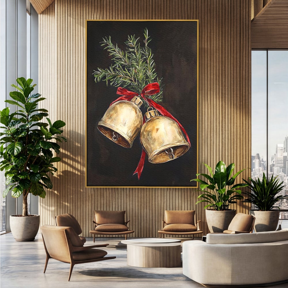 Tablou Canvas Premium LuxCanva® D1057, Vestitorii Clopotei , Clopotei, Brad, Craciun, Decoratiune, Sunet, Clinchet, Living Room, Culori vibrante
