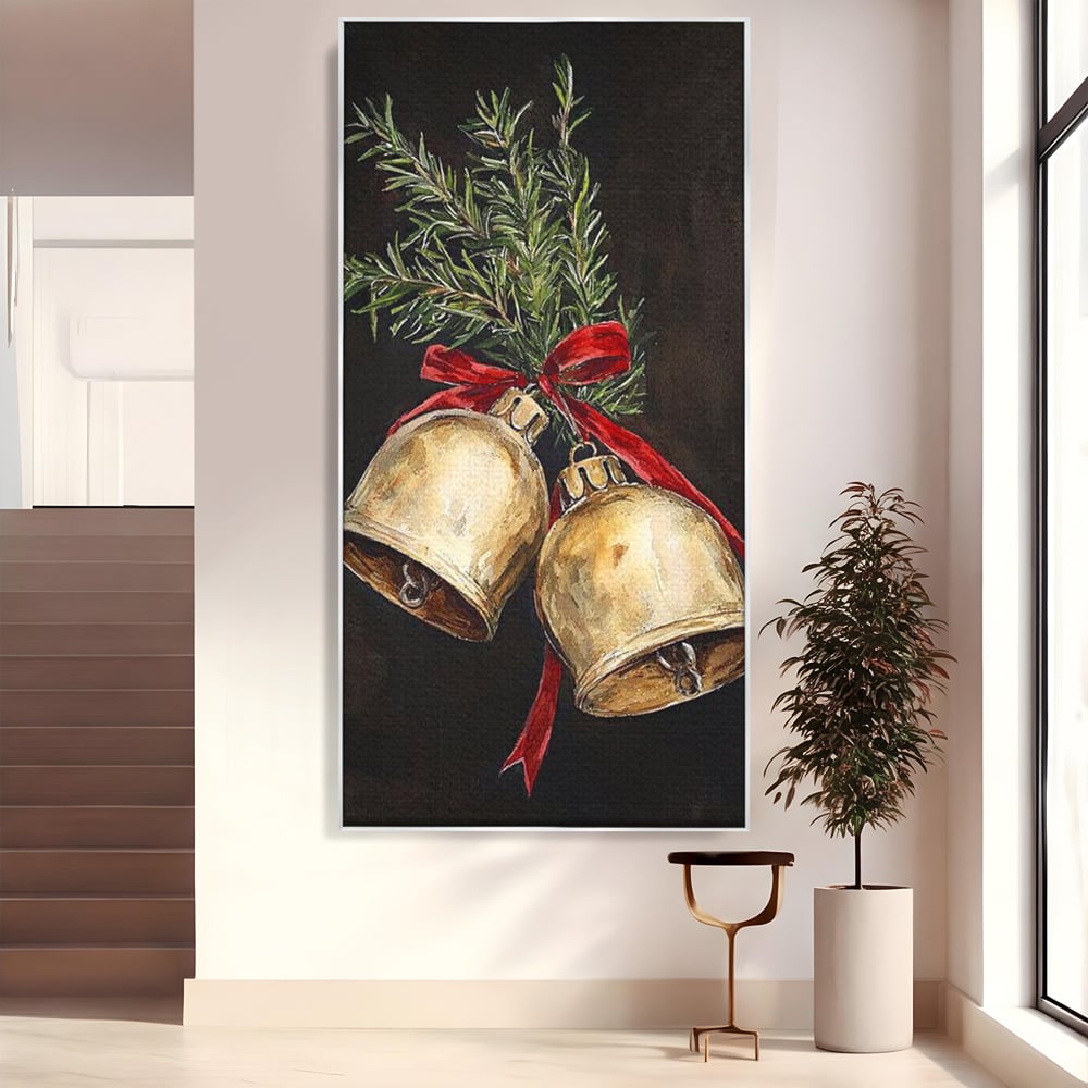 Tablou Canvas Premium LuxCanva® D1057, Vestitorii Clopotei , Clopotei, Brad, Craciun, Decoratiune, Sunet, Clinchet, Living Room, Culori vibrante