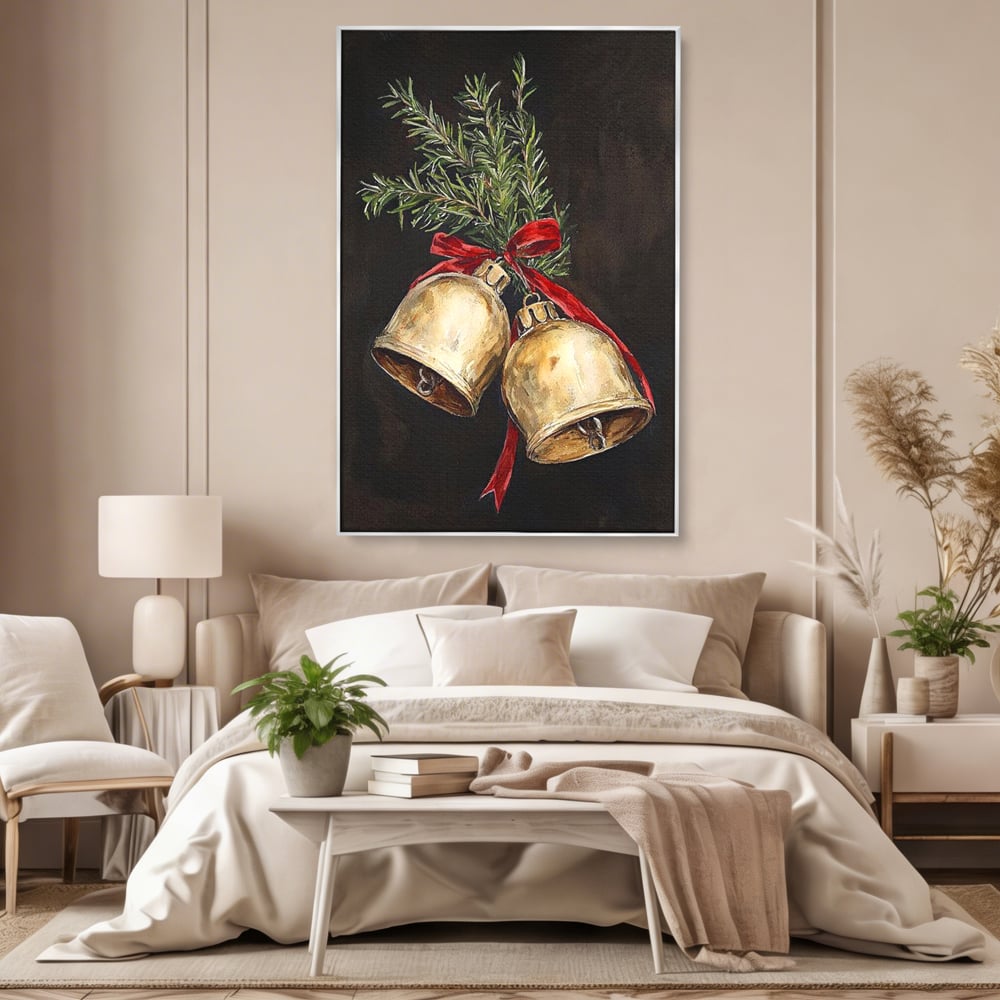 Tablou Canvas Premium LuxCanva® D1057, Vestitorii Clopotei , Clopotei, Brad, Craciun, Decoratiune, Sunet, Clinchet, Living Room, Culori vibrante