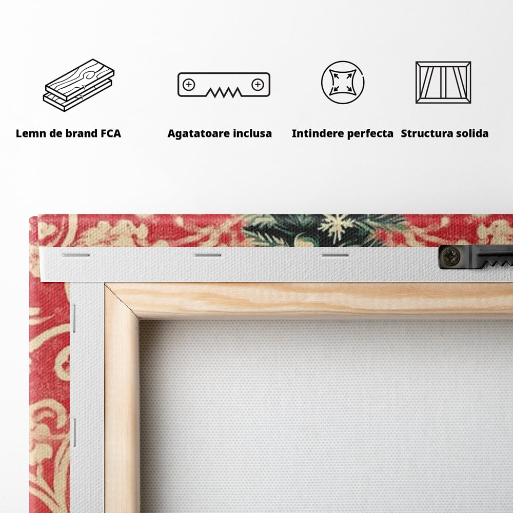 Tablou Canvas Premium LuxCanva® D1058, Craciunul Vintage, Craciun, Brad, Magie, Verde, Impodobit, Stea, Living Room, Culori vibrante