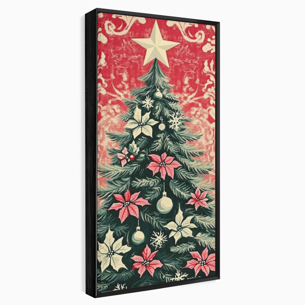 Tablou Canvas Premium LuxCanva® D1058, Craciunul Vintage, Craciun, Brad, Magie, Verde, Impodobit, Stea, Living Room, Culori vibrante