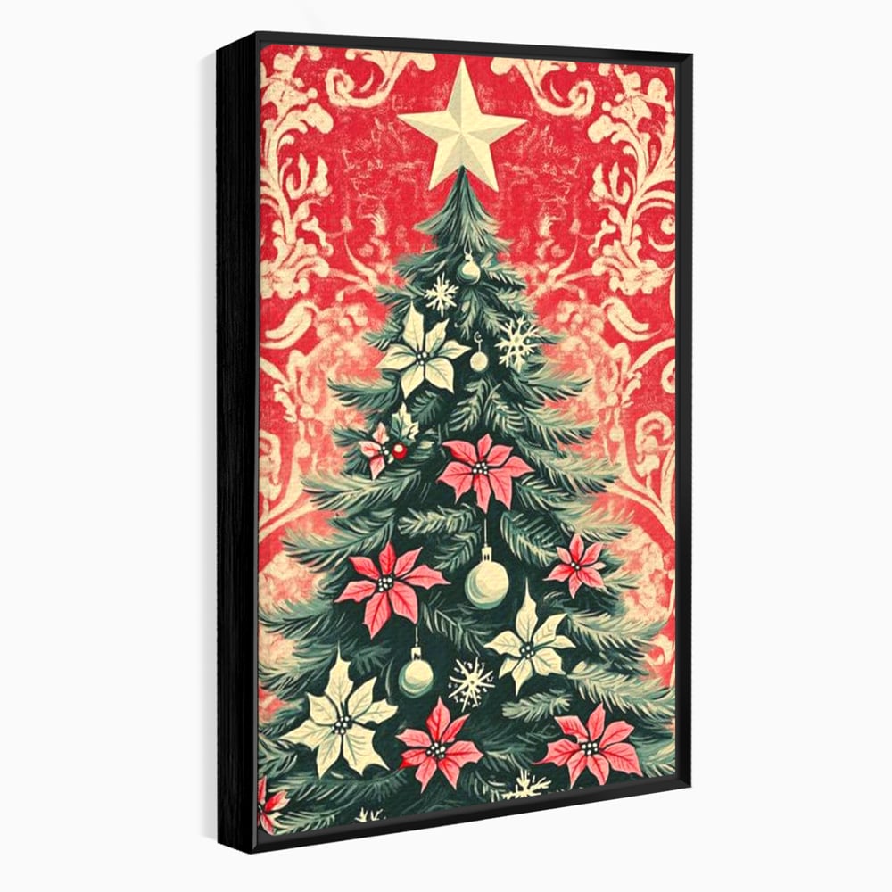 Tablou Canvas Premium LuxCanva® D1058, Craciunul Vintage, Craciun, Brad, Magie, Verde, Impodobit, Stea, Living Room, Culori vibrante