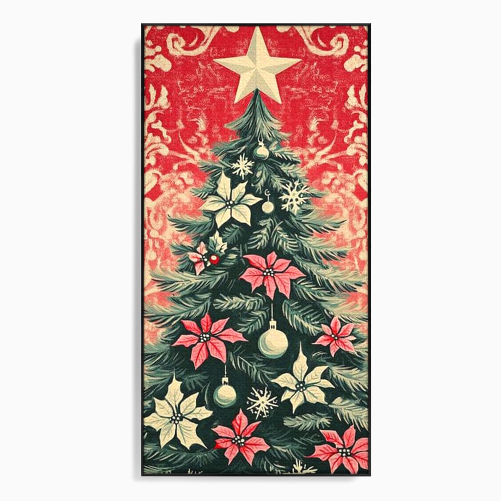 Tablou Canvas Premium LuxCanva® D1058, Craciunul Vintage, Craciun, Brad, Magie, Verde, Impodobit, Stea, Living Room, Culori vibrante