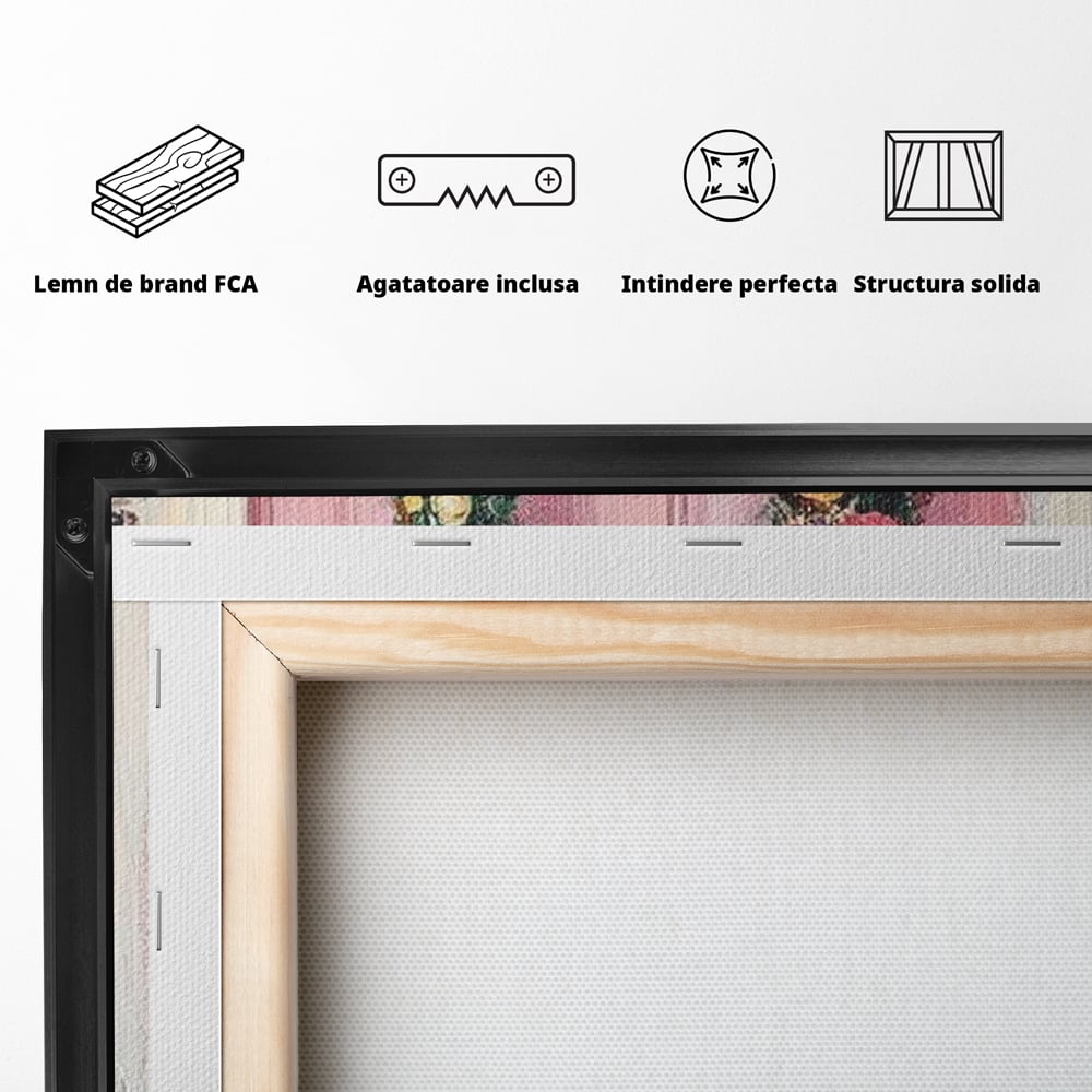 Tablou Canvas Premium LuxCanva® D1060, Bine ai Venit, Craciun , Coronita, Roz, Usa, Festiv, Craciun, Musafiri, Living Room, Culori vibrante