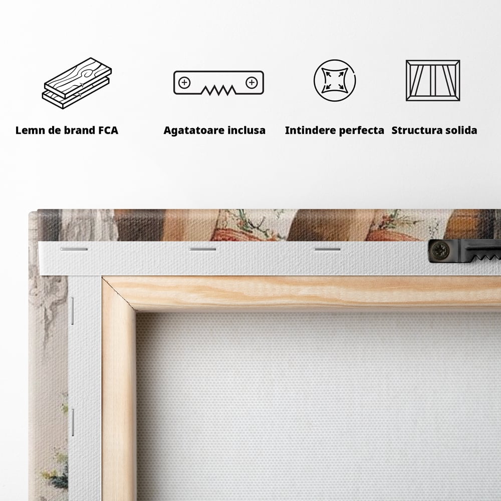 Leinwand Wandkunst Canvas Premium, LuxCanva® D1062, Weihnachtsmannstrümpfe, Winter, Kamin, Kamin, Feuer, Holz, Girlande, Girlande, Tanne, Magie, Weihnachtsmann, Träumen, Familie, Heiligabend, Warten, Kinderzimmer, Wohnzimmer, Schlafzimmer