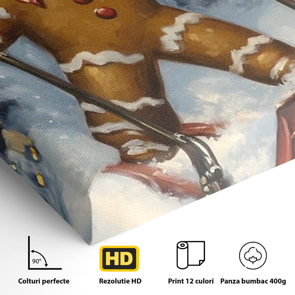 Tablou Canvas Premium, LuxCanva® D1063, Turtita pe Sanie, Omulet, Turta, Dulce, Zapada, Poveste, Lopata, Veselie, Copilarie, Fantezie, Zambet, Basm, Personaj, Iarna, Camera Copil, Living, Dormitor