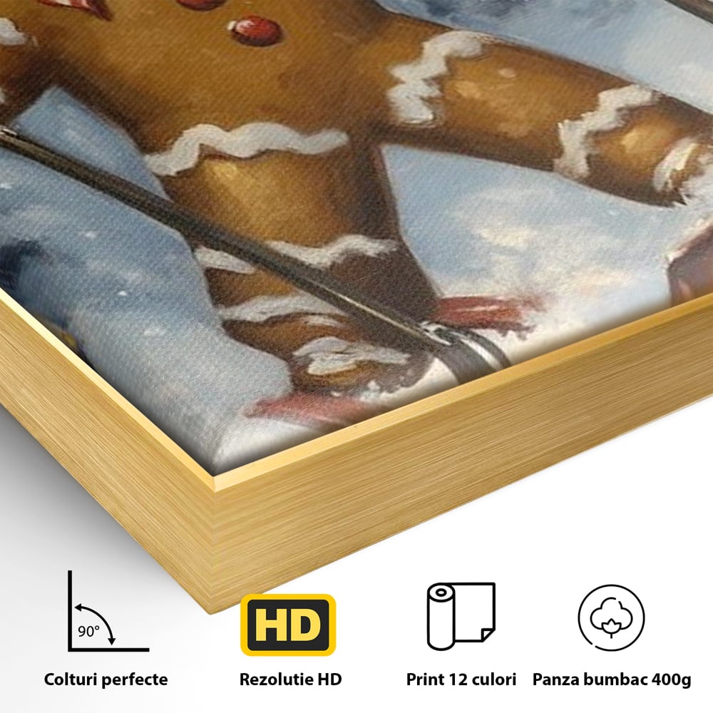 Tablou Canvas Premium, LuxCanva® D1063, Turtita pe Sanie, Omulet, Turta, Dulce, Zapada, Poveste, Lopata, Veselie, Copilarie, Fantezie, Zambet, Basm, Personaj, Iarna, Camera Copil, Living, Dormitor