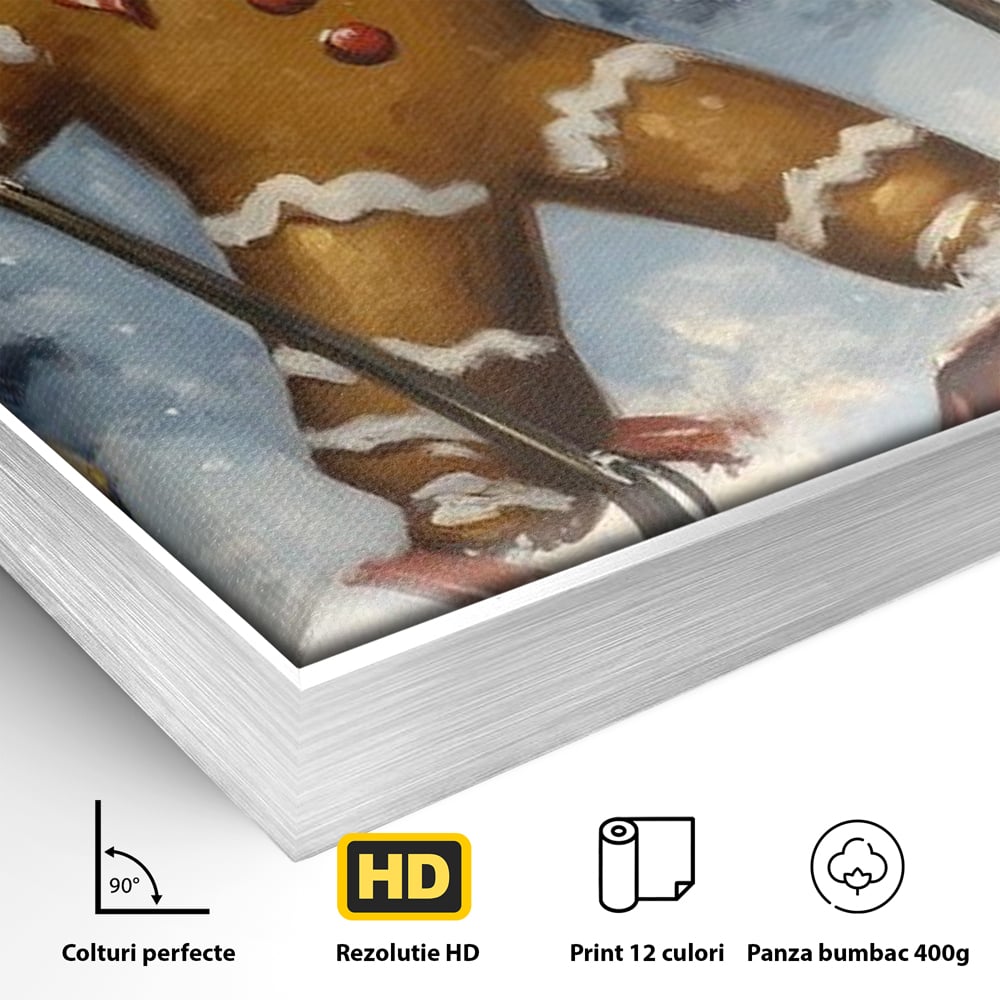 Tablou Canvas Premium, LuxCanva® D1063, Turtita pe Sanie, Omulet, Turta, Dulce, Zapada, Poveste, Lopata, Veselie, Copilarie, Fantezie, Zambet, Basm, Personaj, Iarna, Camera Copil, Living, Dormitor
