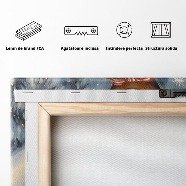 Tablou Canvas Premium, LuxCanva® D1063, Turtita pe Sanie, Omulet, Turta, Dulce, Zapada, Poveste, Lopata, Veselie, Copilarie, Fantezie, Zambet, Basm, Personaj, Iarna, Camera Copil, Living, Dormitor