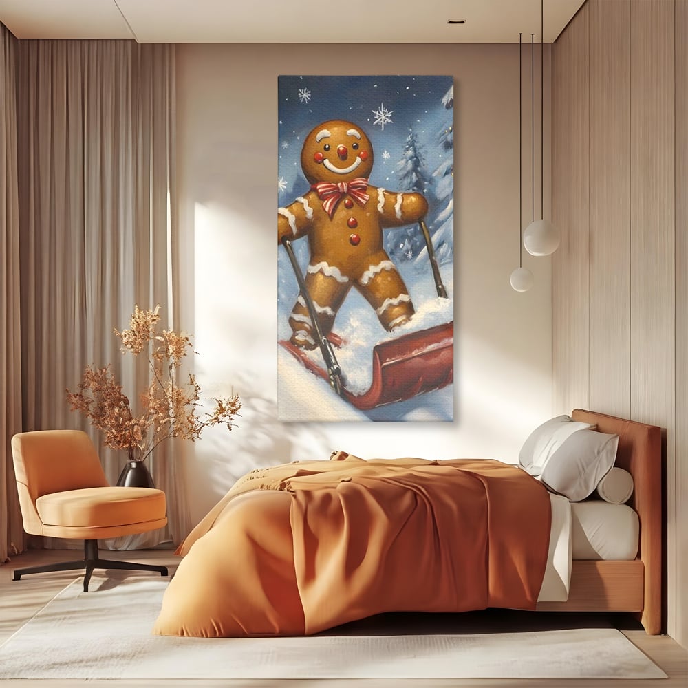 Tablou Canvas Premium, LuxCanva® D1063, Turtita pe Sanie, Omulet, Turta, Dulce, Zapada, Poveste, Lopata, Veselie, Copilarie, Fantezie, Zambet, Basm, Personaj, Iarna, Camera Copil, Living, Dormitor