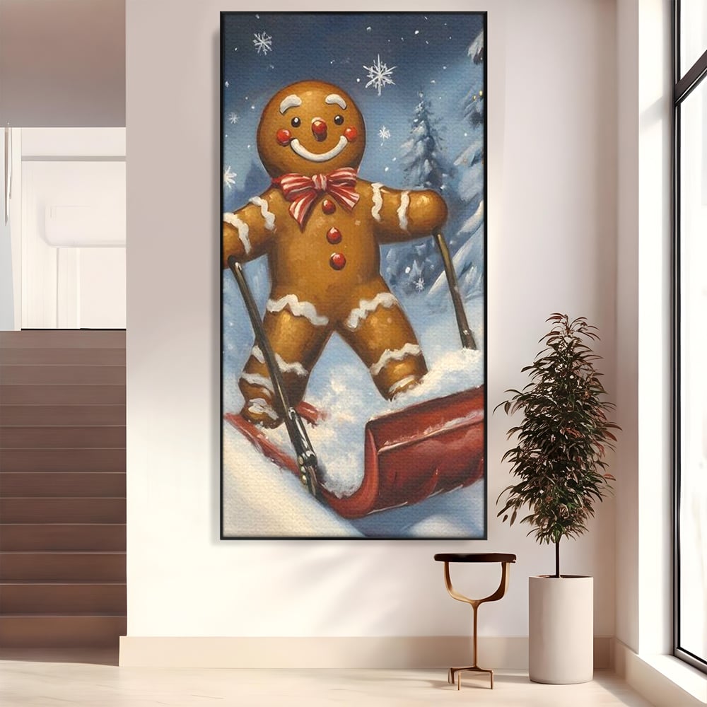 Tablou Canvas Premium, LuxCanva® D1063, Turtita pe Sanie, Omulet, Turta, Dulce, Zapada, Poveste, Lopata, Veselie, Copilarie, Fantezie, Zambet, Basm, Personaj, Iarna, Camera Copil, Living, Dormitor