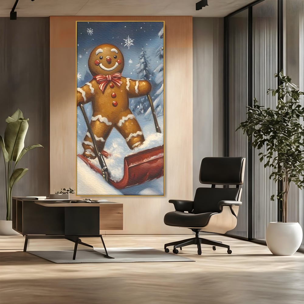 Tablou Canvas Premium, LuxCanva® D1063, Turtita pe Sanie, Omulet, Turta, Dulce, Zapada, Poveste, Lopata, Veselie, Copilarie, Fantezie, Zambet, Basm, Personaj, Iarna, Camera Copil, Living, Dormitor