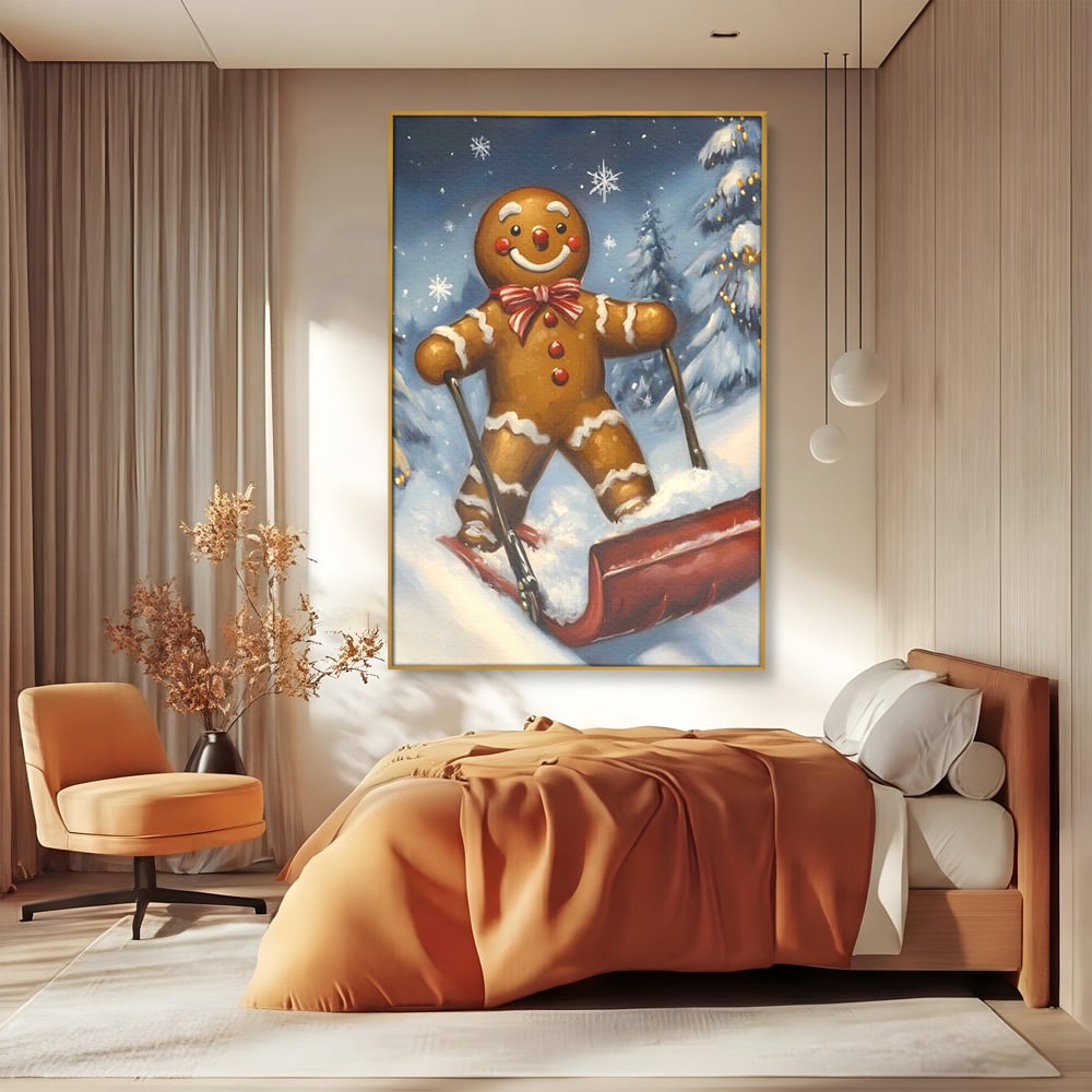 Tablou Canvas Premium, LuxCanva® D1063, Turtita pe Sanie, Omulet, Turta, Dulce, Zapada, Poveste, Lopata, Veselie, Copilarie, Fantezie, Zambet, Basm, Personaj, Iarna, Camera Copil, Living, Dormitor