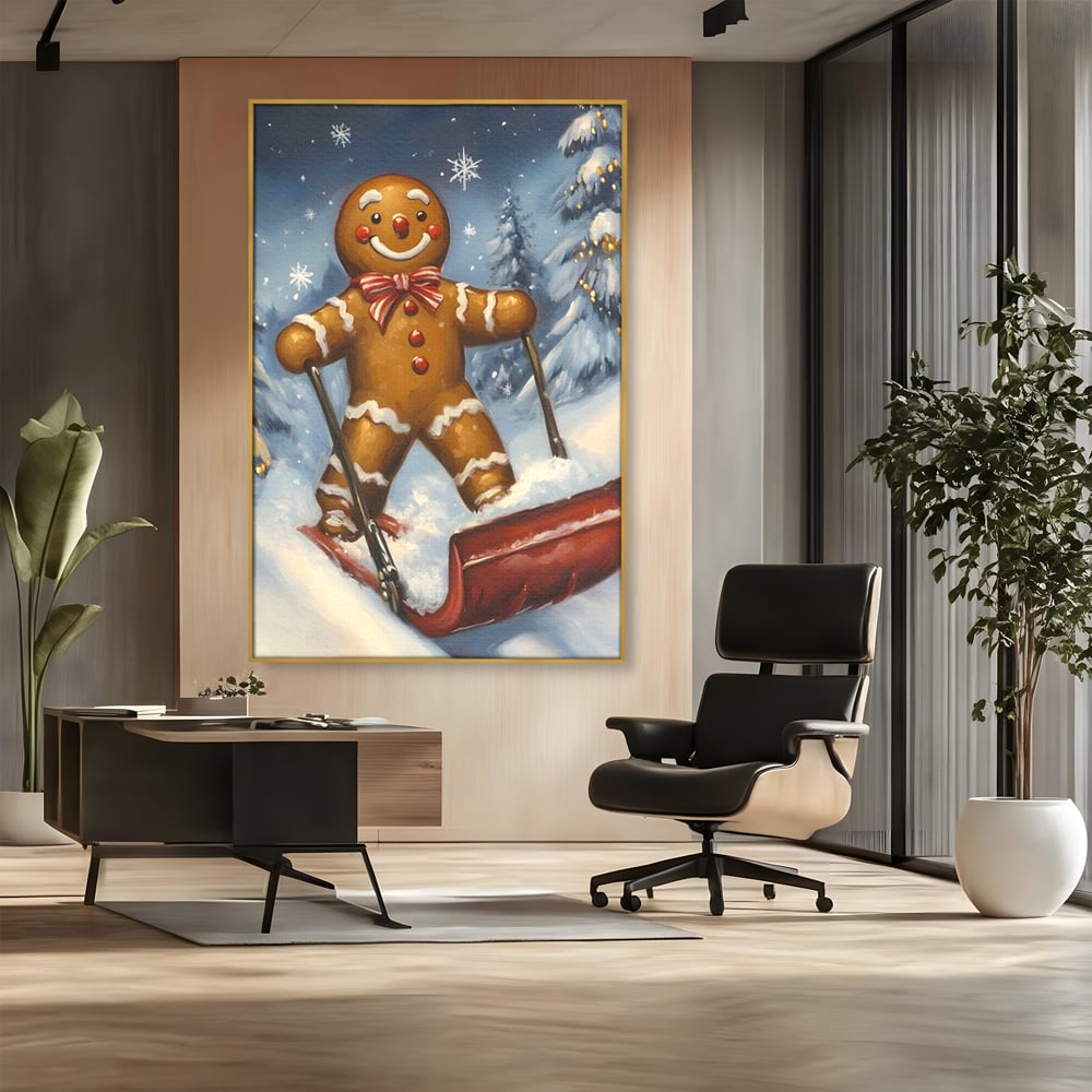 Tablou Canvas Premium, LuxCanva® D1063, Turtita pe Sanie, Omulet, Turta, Dulce, Zapada, Poveste, Lopata, Veselie, Copilarie, Fantezie, Zambet, Basm, Personaj, Iarna, Camera Copil, Living, Dormitor