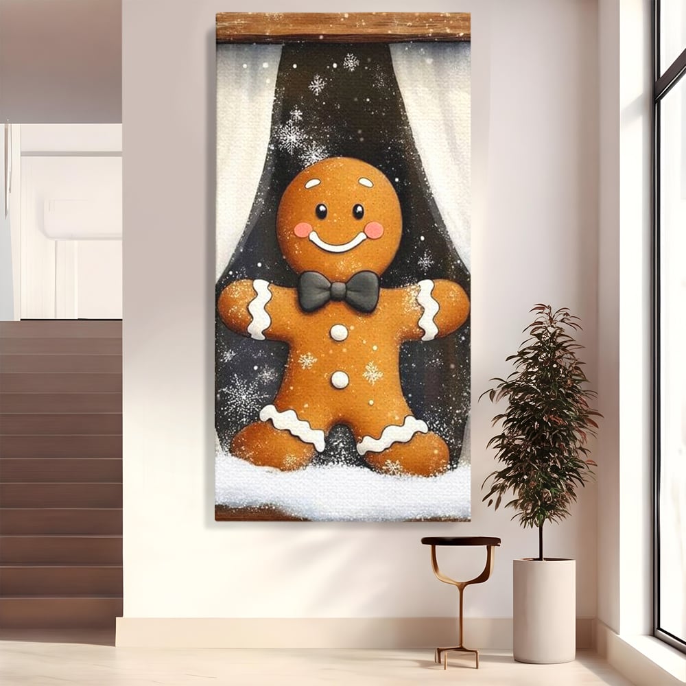 Tablou Canvas Premium, LuxCanva® D1064, Fereastra Magica, Salut, Oaspete, Dulce, Zambet, Geam, Iarna, Omulet, Turta, Dulce, Basm, Surpriza, Bucurie, Noapte, Basm, Camera Copil, Living, Dormitor