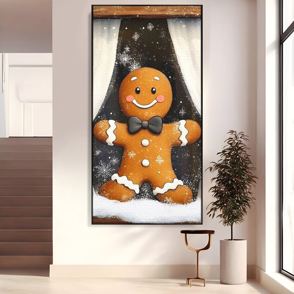 Tablou Canvas Premium, LuxCanva® D1064, Fereastra Magica, Salut, Oaspete, Dulce, Zambet, Geam, Iarna, Omulet, Turta, Dulce, Basm, Surpriza, Bucurie, Noapte, Basm, Camera Copil, Living, Dormitor