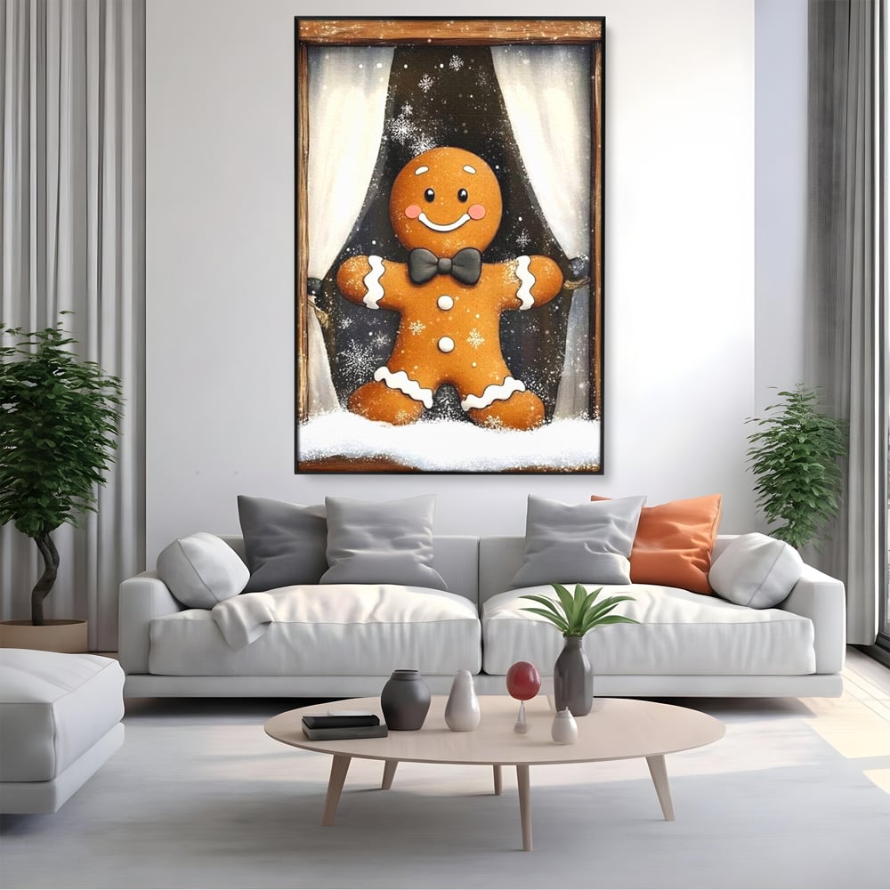 Tablou Canvas Premium, LuxCanva® D1064, Fereastra Magica, Salut, Oaspete, Dulce, Zambet, Geam, Iarna, Omulet, Turta, Dulce, Basm, Surpriza, Bucurie, Noapte, Basm, Camera Copil, Living, Dormitor